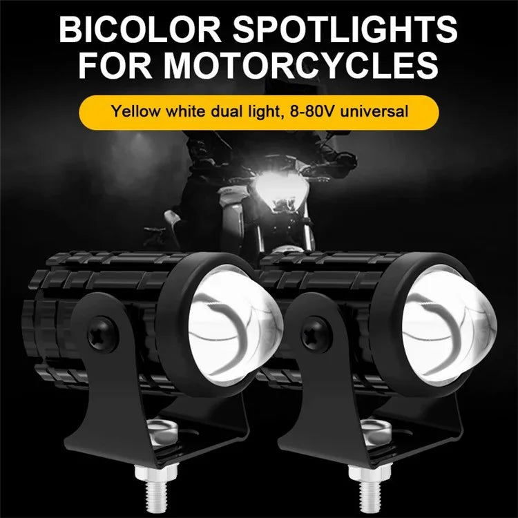 2Pcs IP67 Waterproof Motorcycle Super Bright Spotlight ATV Motorbike LED Headlights with Switch