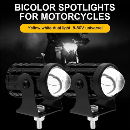 2Pcs IP67 Waterproof Motorcycle Super Bright Spotlight ATV Motorbike LED Headlights with Switch