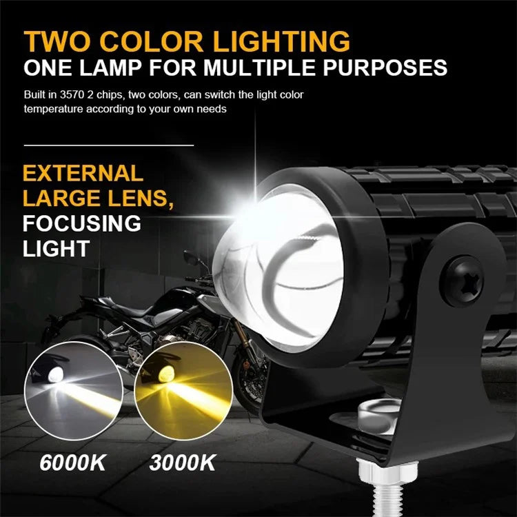 2Pcs IP67 Waterproof Motorcycle Super Bright Spotlight ATV Motorbike LED Headlights with Switch