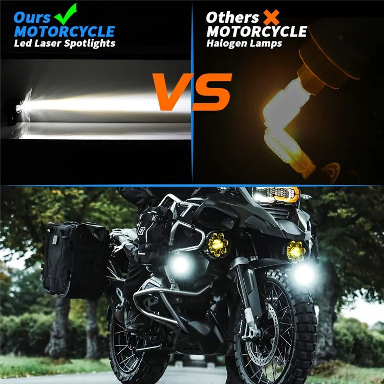 M-N-M30 Motorcycle LED Headlight 9-80V White+Yellow Light Motorbike Spotlight Front Lamp