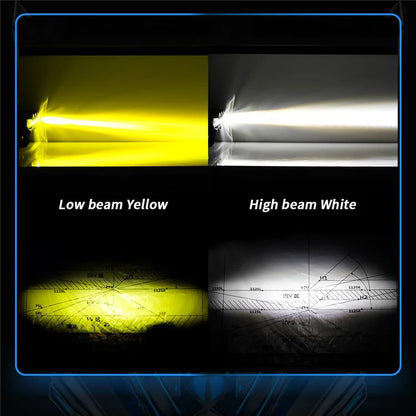 M-N-M30 Motorcycle LED Headlight 9-80V White+Yellow Light Motorbike Spotlight Front Lamp