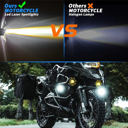 Motorcycle 4-LED Headlight White+Yellow Light Motorbike Spotlight Front Lamp