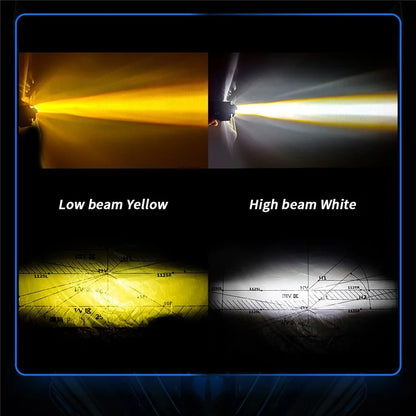Motorcycle 4-LED Headlight White+Yellow Light Motorbike Spotlight Front Lamp