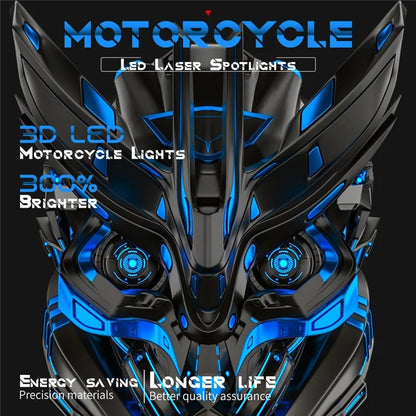 Motorcycle LED Spotlight White+Yellow High Low Beam Light Motorbike Fog Lamp