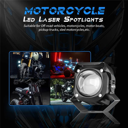 Motorcycle LED Spotlight White+Yellow High Low Beam Light Motorbike Fog Lamp