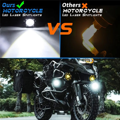Motorcycle LED Spotlight White+Yellow High Low Beam Light Motorbike Fog Lamp