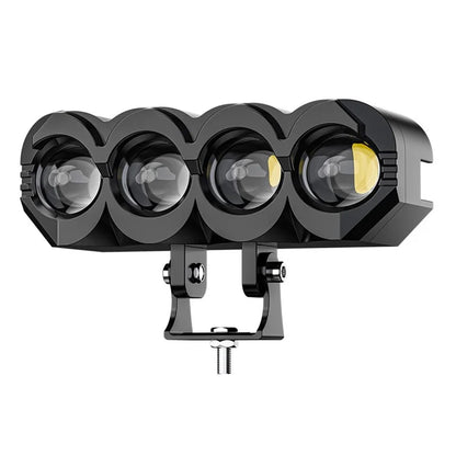 Motorcycle 4-LED Headlight Waterproof White+Yellow Light Motorbike Spotlight Front Lamp