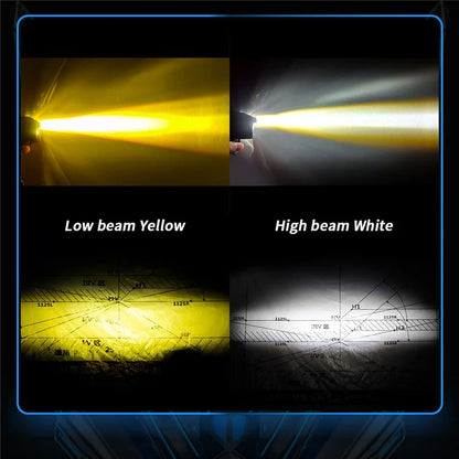Motorcycle 4-LED Headlight Waterproof White+Yellow Light Motorbike Spotlight Front Lamp
