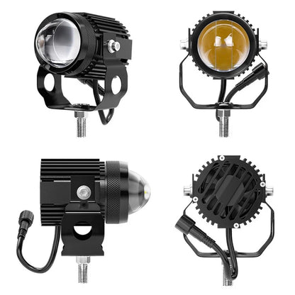 1 Pair / Set Motorcycle LED Headlight Waterproof Motorbike Internal Modified Spotlight with Fan