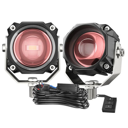 1 Pair / Set Motorcycle 5 Modes LED Headlight Motorbike External Modified Spotlight