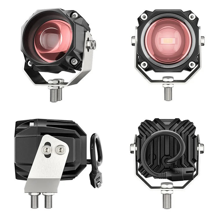 1 Pair / Set Motorcycle 5 Modes LED Headlight Motorbike External Modified Spotlight