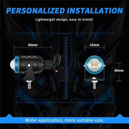 Motorcycle LED Spotlight White+Yellow High Low Beam Light Waterproof Motorbike Headlight