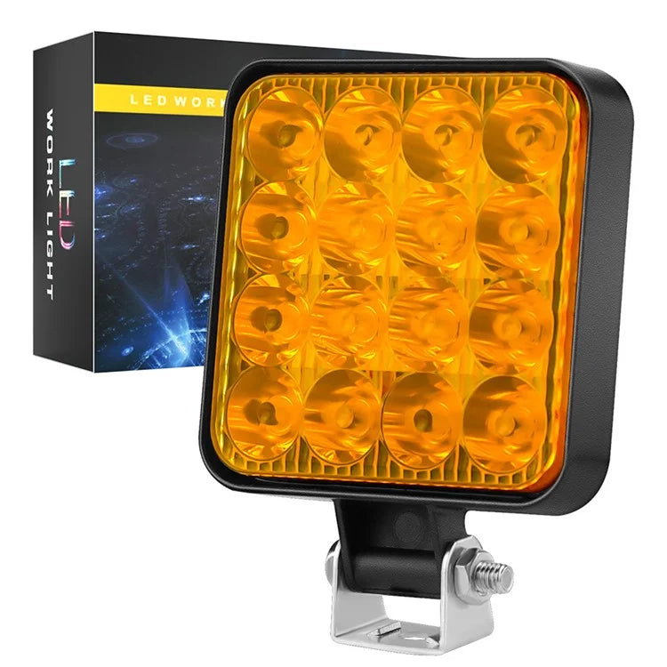 48W 12V 16-LED Car Driving Work Light Waterproof Square Car Off-Road Headlight