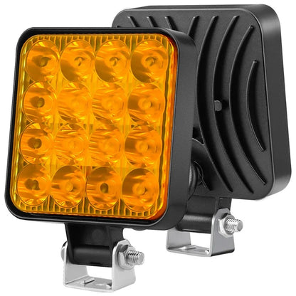 48W 12V 16-LED Car Driving Work Light Waterproof Square Car Off-Road Headlight