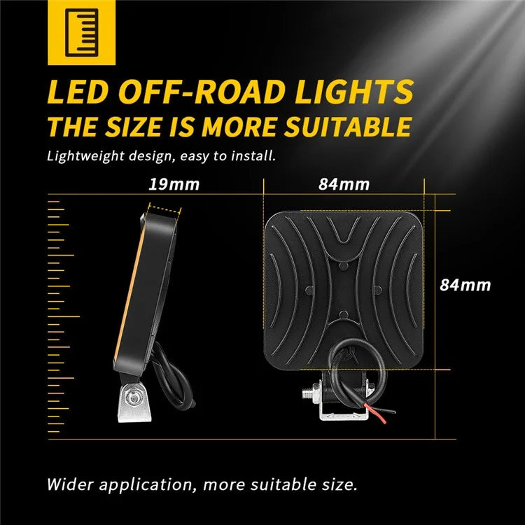 48W 12V 16-LED Car Driving Work Light Waterproof Square Car Off-Road Headlight