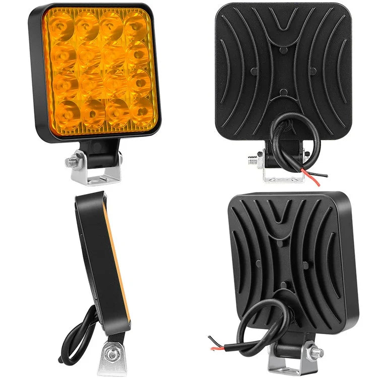 48W 12V 16-LED Car Driving Work Light Waterproof Square Car Off-Road Headlight
