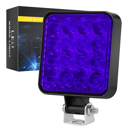 48W 12V 16-LED Car Driving Work Light Waterproof Square Car Off-Road Headlight