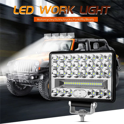 144W 48-LED Car Truck Forklift Driving Work Light Waterproof 5-inch Engineering Vehicle Spot Flood Light