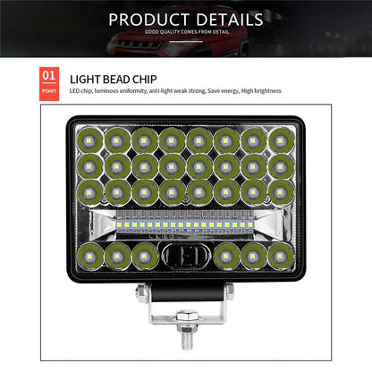 144W 48-LED Car Truck Forklift Driving Work Light Waterproof 5-inch Engineering Vehicle Spot Flood Light