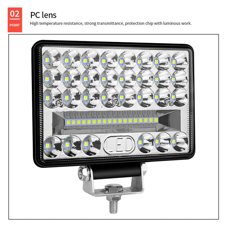 144W 48-LED Car Truck Forklift Driving Work Light Waterproof 5-inch Engineering Vehicle Spot Flood Light