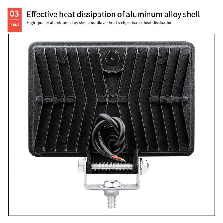 144W 48-LED Car Truck Forklift Driving Work Light Waterproof 5-inch Engineering Vehicle Spot Flood Light