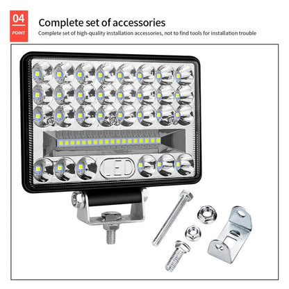 144W 48-LED Car Truck Forklift Driving Work Light Waterproof 5-inch Engineering Vehicle Spot Flood Light