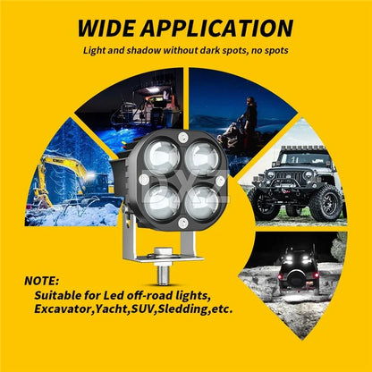 3-inch 40W Car SUV Off-Road Motorcycle Spotlight White+Yellow LED Waterproof Vehicle Headlight