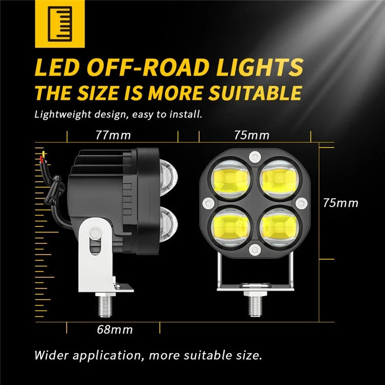 3-inch 40W Car SUV Off-Road Motorcycle Spotlight White+Yellow LED Waterproof Vehicle Headlight
