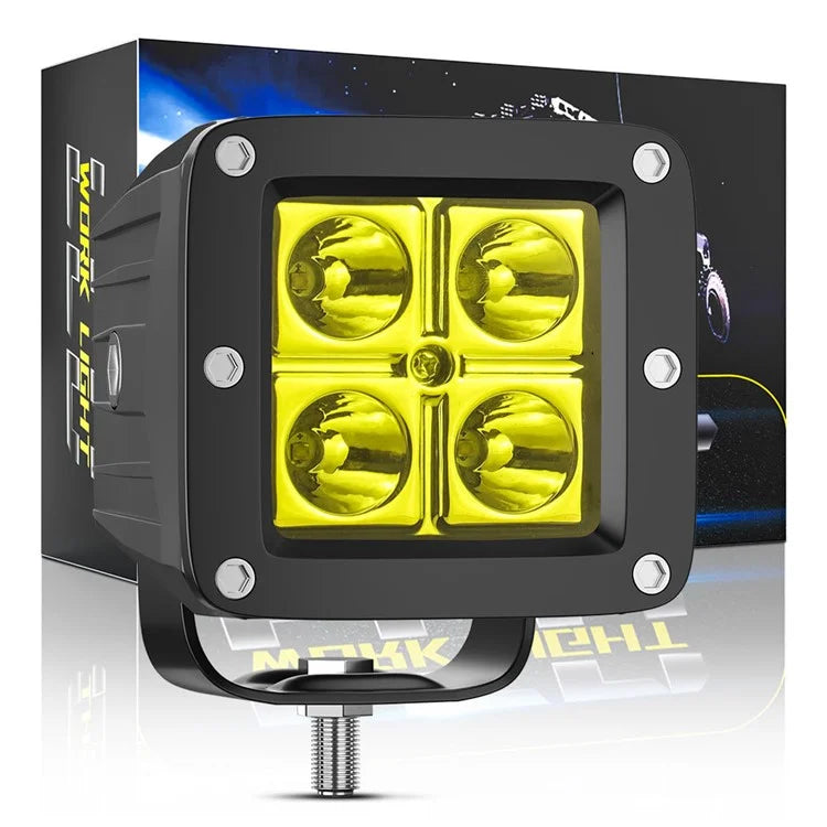 4-LED 12W Car SUV Off-Road Motorcycle Square Spotlight Waterproof Vehicle Headlight