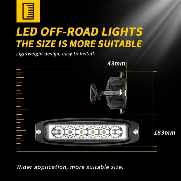18W 16-LED Car Truck Off Road Embedded Bar Spotlight Waterproof Vehicle Driving Headlight