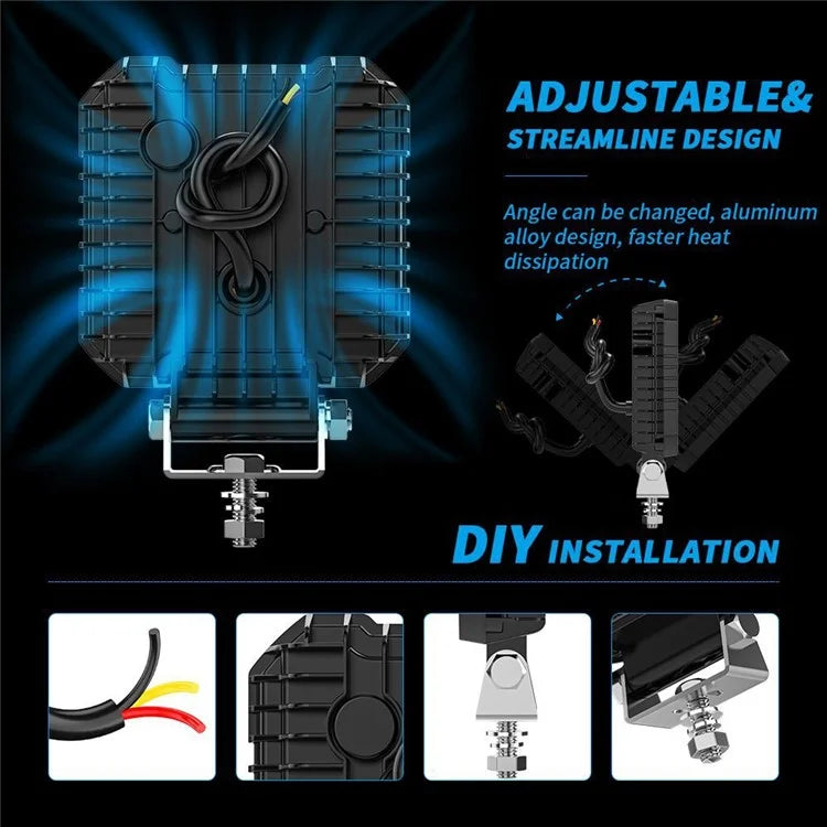 4-inch 17W Car SUV Off-Road Motorcycle Square DRL 10-LED Vehicle Driving Headlight