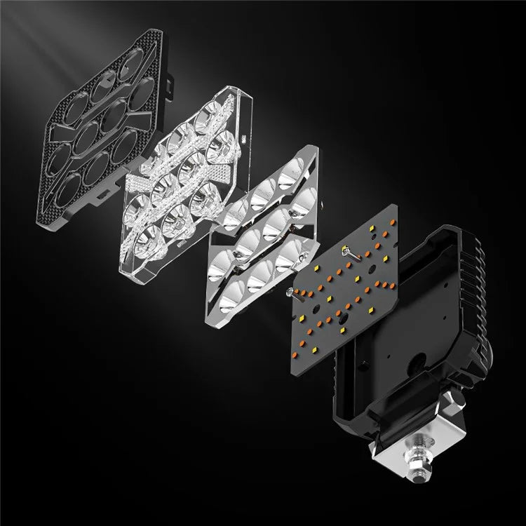 4-inch 17W Car SUV Off-Road Motorcycle Square DRL 10-LED Vehicle Driving Headlight