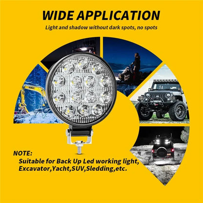 14LED 42W Car SUV Off-Road Round Spotlight Waterproof Vehicle Super Bright Headlight