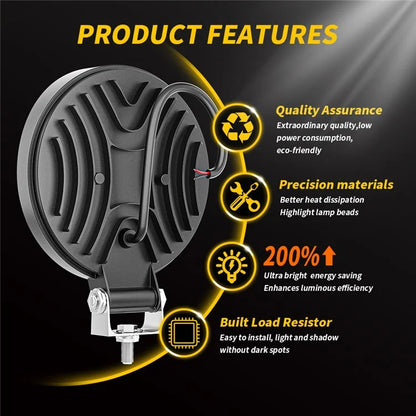 14LED 42W Car SUV Off-Road Round Spotlight Waterproof Vehicle Super Bright Headlight