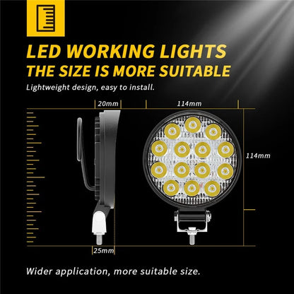 14LED 42W Car SUV Off-Road Round Spotlight Waterproof Vehicle Super Bright Headlight