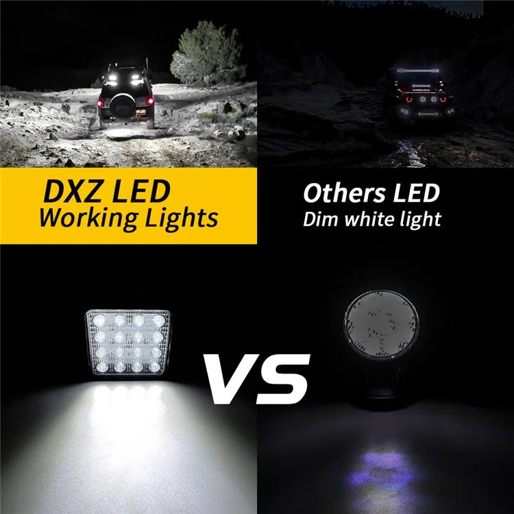 16LED 48W Car SUV Off-Road Square Spotlight Waterproof Vehicle Working Lamp Headlight