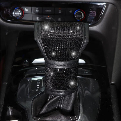 7Pcs / Set Shiny Rhinestones Car Steering Wheel Safety Belt Shifter Cover Cup Mat Start Button Ring Kit