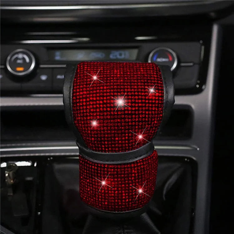 7Pcs / Set Shiny Rhinestones Car Steering Wheel Safety Belt Shifter Cover Cup Mat Start Button Ring Kit