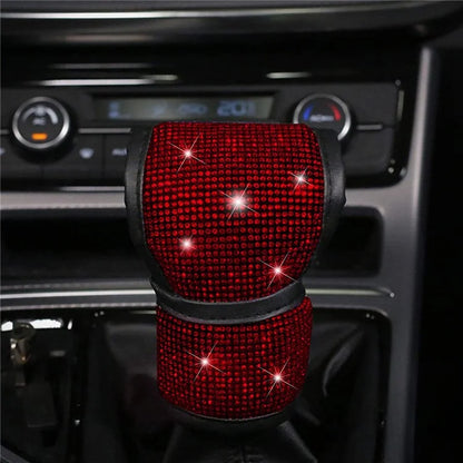 7Pcs / Set Shiny Rhinestones Car Steering Wheel Safety Belt Shifter Cover Cup Mat Start Button Ring Kit
