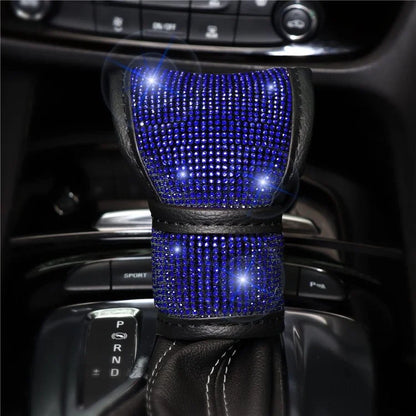 7Pcs / Set Shiny Rhinestones Car Steering Wheel Safety Belt Shifter Cover Cup Mat Start Button Ring Kit