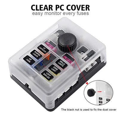 WUPP CS-3394A1 6 Way Blade Fuse Block with Negative Bus LED Indicator for Car Boat Van SUV