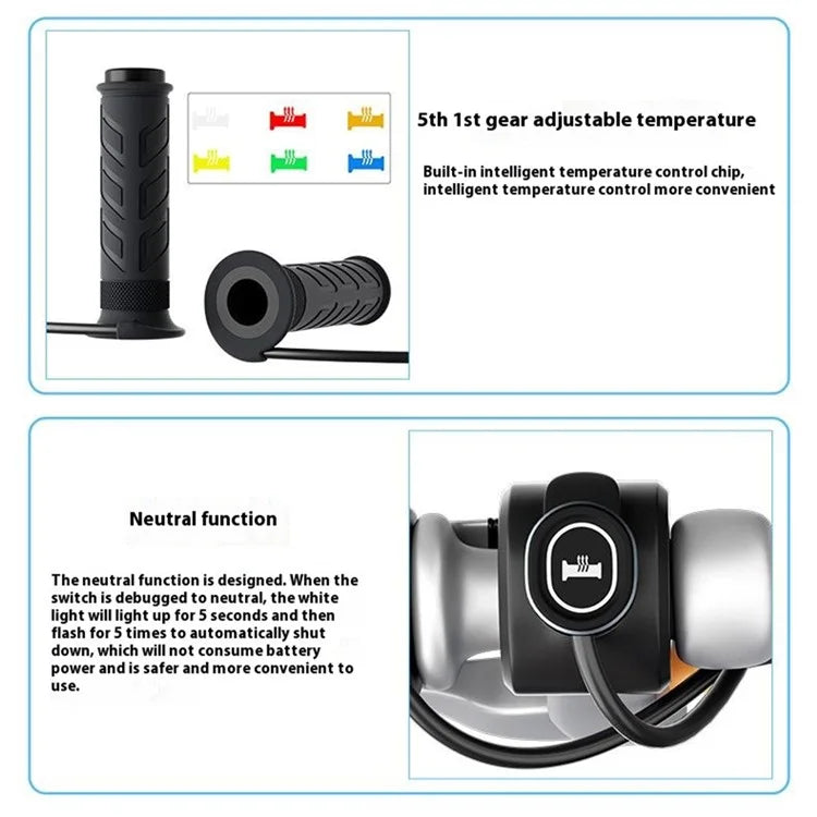 WUPP CS-1956E2 Oval Metal Switch Heated Grips M4 Arrow ATV Heating Handle Grips