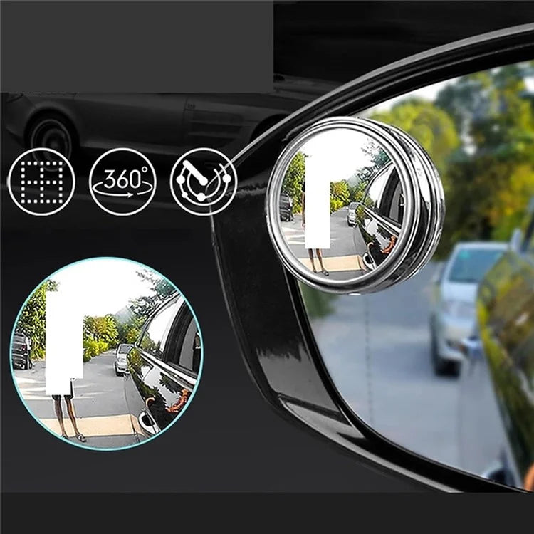 2Pcs Adhesive 360 Degree Blind Spot Car Reversing Aid Rearview Mirror Small Round Mirror