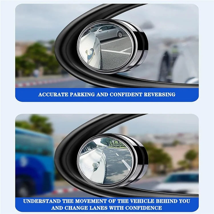 2Pcs Adhesive 360 Degree Blind Spot Car Reversing Aid Rearview Mirror Small Round Mirror