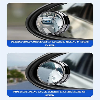 2Pcs Adhesive 360 Degree Blind Spot Car Reversing Aid Rearview Mirror Small Round Mirror