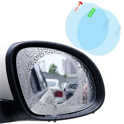 2Pcs Round 100x100mm Car Rear View Mirror Film PET Anti-Fog Rainproof Mirror Film with Tools