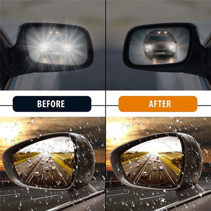 2Pcs Round 100x100mm Car Rear View Mirror Film PET Anti-Fog Rainproof Mirror Film with Tools