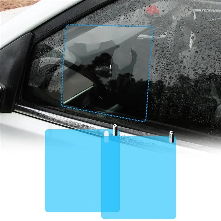 2Pcs Square 150x200mm Car Rear View Mirror Film PET Anti-Fog Rainproof Mirror Film with Tools