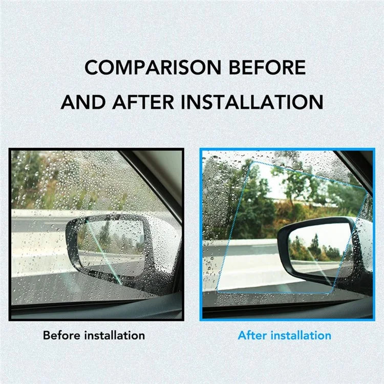 2Pcs Square 150x200mm Car Rear View Mirror Film PET Anti-Fog Rainproof Mirror Film with Tools