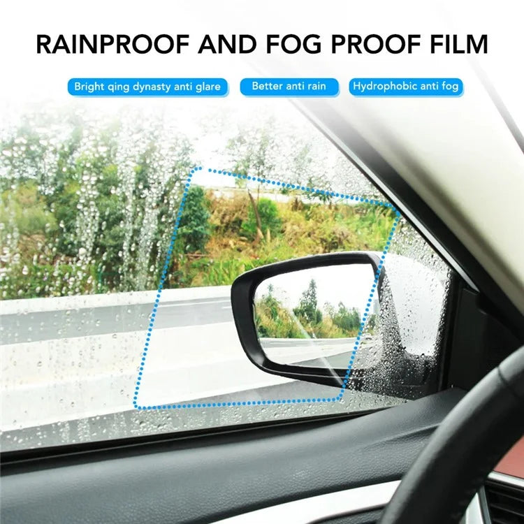 2Pcs Square 150x200mm Car Rear View Mirror Film PET Anti-Fog Rainproof Mirror Film with Tools